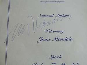 Walter Fritz Mondale Autographed Program For President 1983  