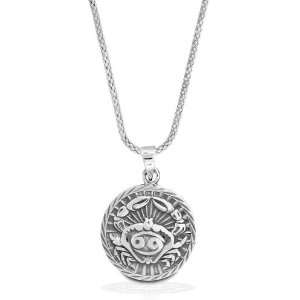 Bling Jewelry Sterling Silver Zodiac Cancer Large Disc Pendant with 18 