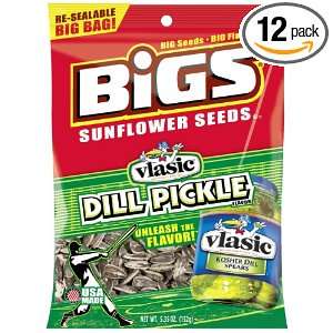 BIGS Vlasic Dill Pickle Sunflower Seeds, 5.35 Ounce Bags (Pack of 12)