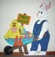 Bunny Rabbit w/ Wheelbarrow Happy Easter Yard Art  