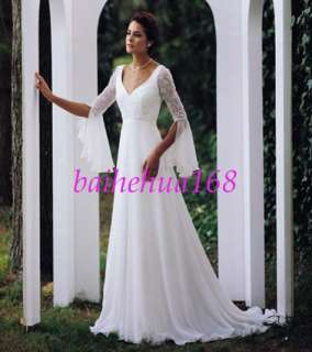 Long Sleeve White Wedding dresses Bridal Gowns All Size  