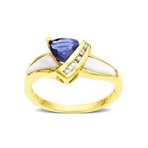   Tanzanite Ring in 14K Gold with Mother Of Pearl and Diamonds Jewelry