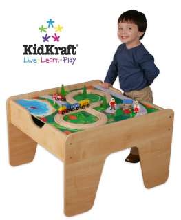 KidKraft 2 in 1 Wood Train & Toy Block Activity Table  