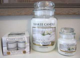 Yankee Candle FLUFFY TOWELS 2 CANDLES JARS & TEALGHTS  