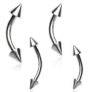 Grade 23 Titanium Eyebrow Ring with Spikes   14g (1.6mm), 5/16 (8mm 