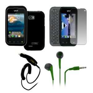   Stereo Earbud Headphones (Neon Green) + Screen Protector + Car Charger