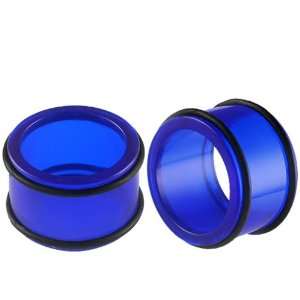 15/16 inch (24mm)   Blue UV Acrylic Flesh Tunnels Ear Gauge Plugs 