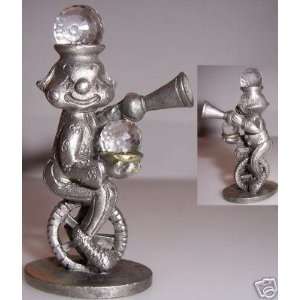    Spoontiques Pewter Clown On Unicycle with Crystals 