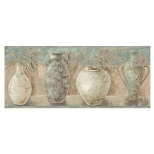   Blue And Beige Ethnic Vases Wallpaper Border LW1340695
