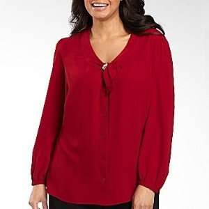  East5th Women Plus Bow Blouse, Long Sleeve, Size 2X 