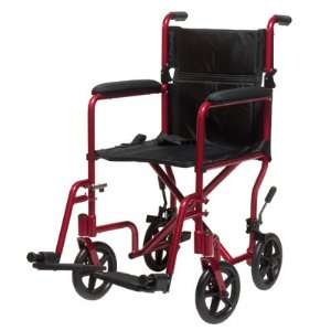  19 Transport Wheelchair Light Weight Aluminum Red Color 