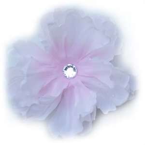  White With Faded Pink Silk Flower Clip Health & Personal 
