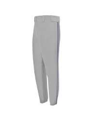 Grey Youth Pro Style Baseball Pants with Black Piping