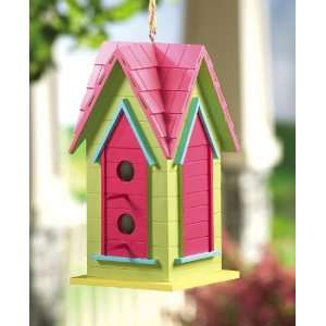  Pink & Green Wooden Hanging Birdhouse by Collections Etc 