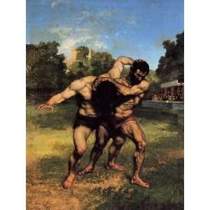   Oil Reproduction   Gustave Courbet   24 x 32 inches   The Wrestlers
